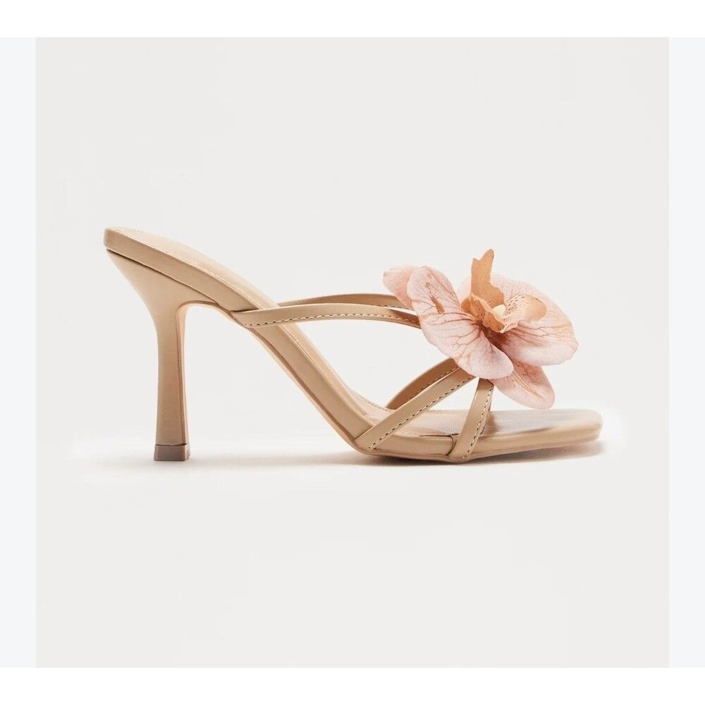 Orelia Orchid Square Toe Heel Sandals Size 8 Feminine Romantic Party